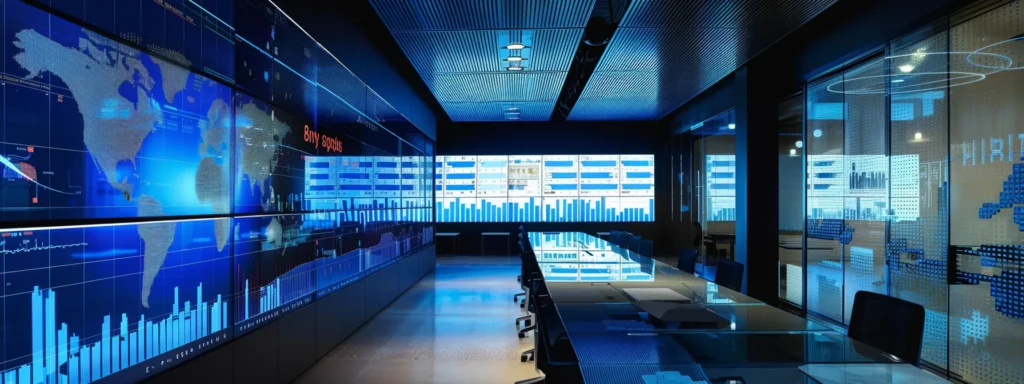 a modern office setting features a sleek conference table with detailed charts and graphs outlining pricing structures from top nj moving companies, illuminated by focused overhead lighting that enhances the professional atmosphere.