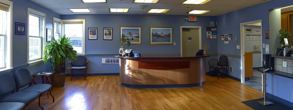 a modern office space in marlboro, featuring a well-organized reception area where clients engage directly with attentive management, conveying a strong sense of accountability and professionalism in local moving services.