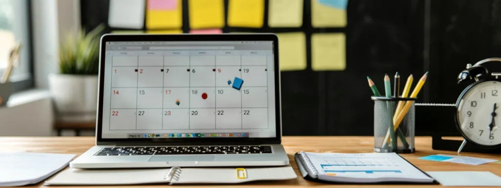 a modern, professional office setting showcases a confident consultant presenting a moving plan on a sleek laptop, with a large wall calendar and organized paperwork in the background, symbolizing the seamless process of booking a reliable moving company in tinton falls, nj.