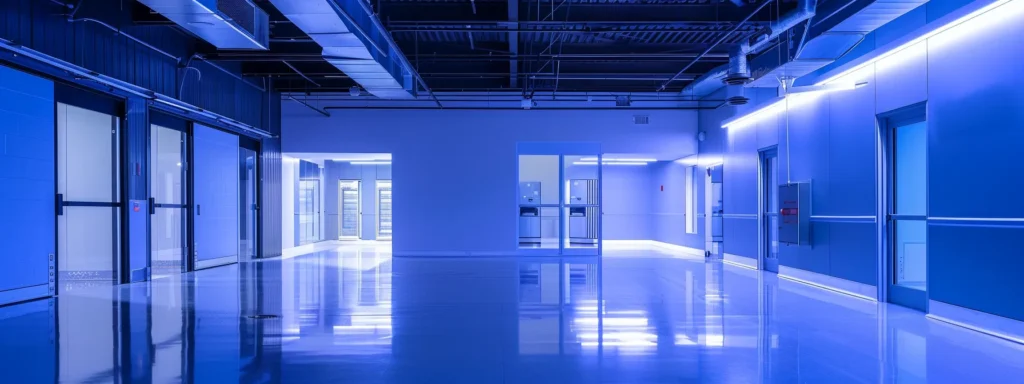 a sleek, modern storage facility interior in new jersey, showcasing meticulously organized storage units secured with advanced technology, illuminated by bright, artificial lighting that highlights the climate control features and offers a sense of safety and reliability.