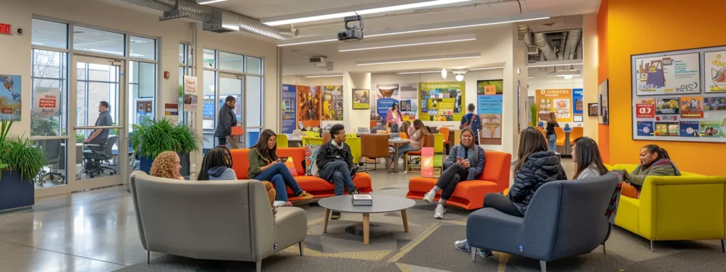 a vibrant office setting showcases a diverse group of professionals engaging in lively discussions, surrounded by posters highlighting local businesses and community initiatives, symbolizing the strong ties and commitment to enhancing the marlboro economy.