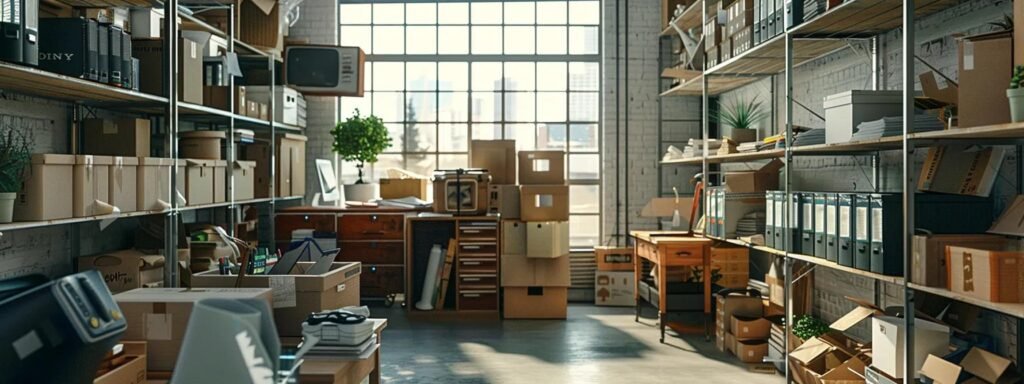 a meticulously organized office space features neatly labeled boxes and packing supplies, illuminating the systematic approach to efficiently preparing for a move.