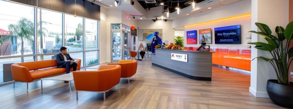 a modern, bright office environment showcases a professional consultant seated at a sleek desk, intently engaged in a video call discussing free moving quotes, with a large screen displaying the moving company's logo and vibrant graphics that emphasize transparency and stress-free service.