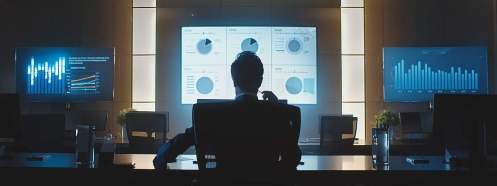 a modern, sleek office environment showcases a customer service representative engaged in a friendly video call, with a bright display of charts and reports illustrating effective post-move support and issue resolution strategies.