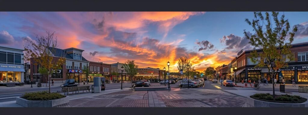 a vibrant urban scene showcasing a bustling community center in belmar, new jersey, filled with engaged residents and local businesses, reflecting a strong sense of connection and service to the surrounding neighborhoods.