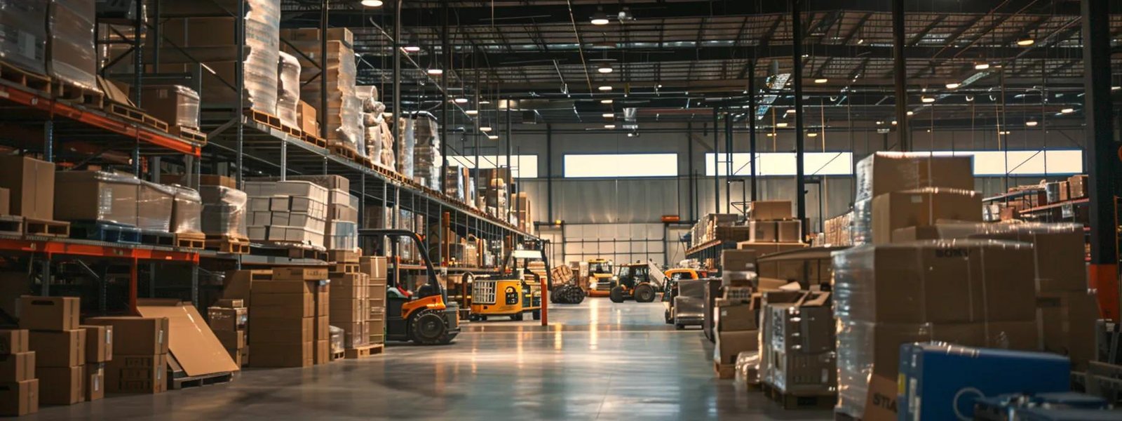 a bustling moving service in marlboro, nj, showcasing a team of professionals strategically packing and stacking boxes in a modern, well-lit warehouse setting, emphasizing efficiency and organization.