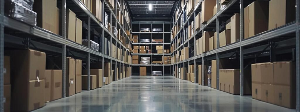 a modern, climate-controlled storage facility in little silver, nj, showcases neatly packed boxes and organized shelving, highlighting the advanced security features and flexible storage options available for individuals transitioning between homes or offices.