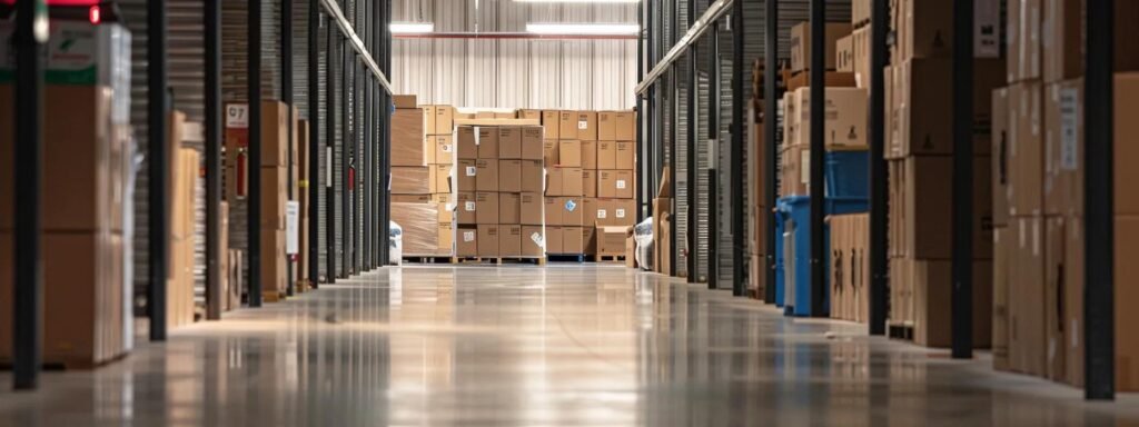 a modern, secure storage facility bustling with individuals efficiently packing and organizing boxes in a well-lit, organized space, emphasizing flexibility and safety for moving customers in loch arbour.