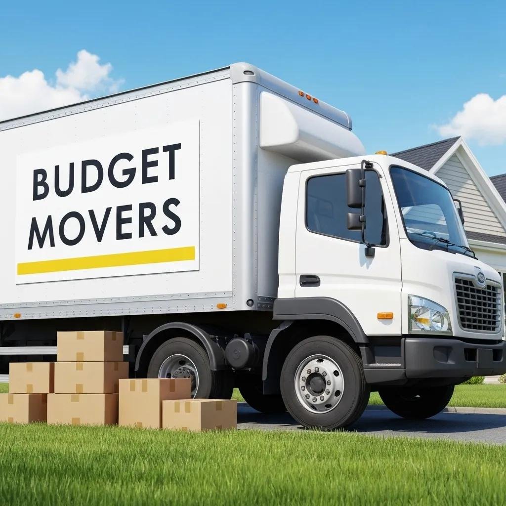 Budget moving truck with boxes, illustrating affordable moving services