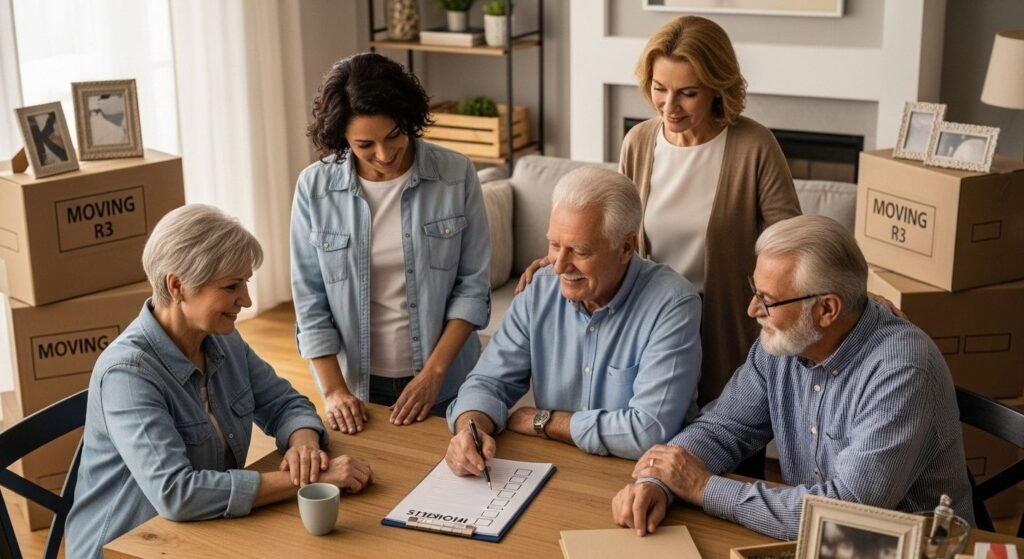 senior moving checklist, family packing, organized move