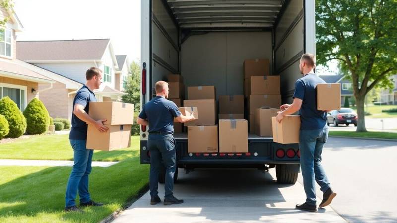 Movers loading boxes into a truck in New Jersey