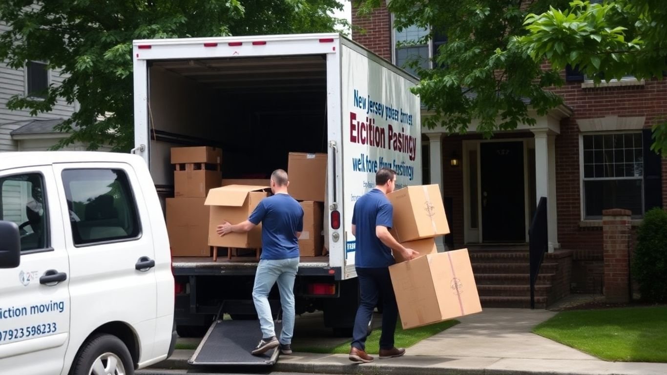 Eviction movers in New Jersey loading a truck.