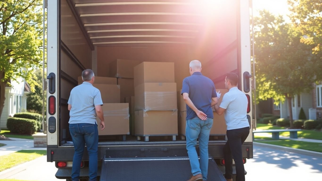 Moving crew loading truck in Freehold, NJ.